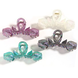 Furling Pompoms Flower Hair Claw Clips for Women, Tulip Hair Claw Clips for Thick Hair, Big Hair Claw Clips Barrettes for Girls Hair Accessories Pack of 4