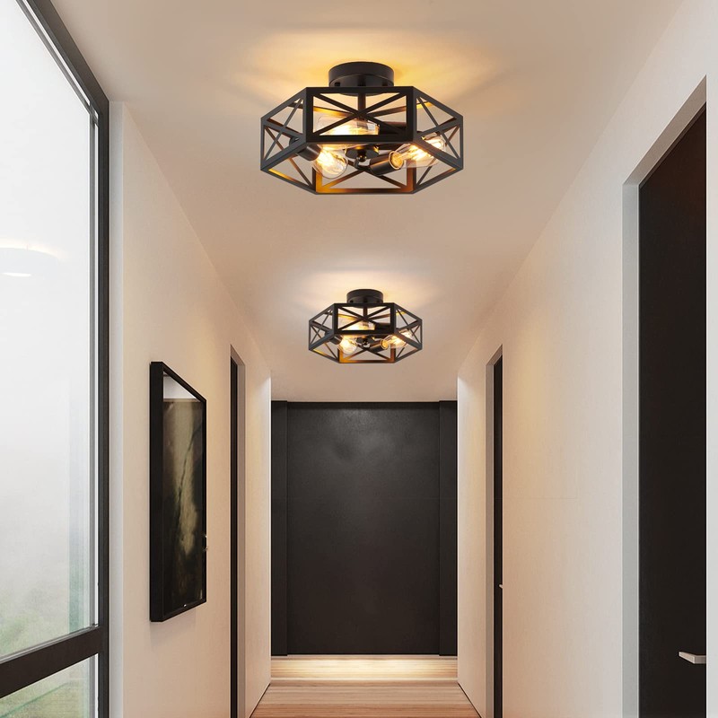 XSDeTu Semi Flush Mount Ceiling Light Fixture, Modern Farmhouse 3-Light
