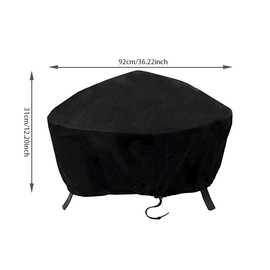 ValueHall Fire Pit Cover Waterproof 600D Heavy Duty Firepit Cover Outdoor Bowl Table Cover Round Fire Pit Cover Patio Firepit Bowl Cover Outdoor Grill Cover With Drawstring Cord V7084B (122 x 46cm)