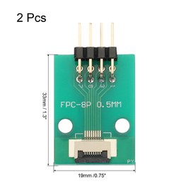 MECCANIXITY 2pcs FFC FPC Connector Board 8 Pin 0.5mm Socket to 2.54mm Double Row Right Angle Pin Header Strip Adapter, PCB Converter Board for LCD TVs/Digital Cameras/Laptops
