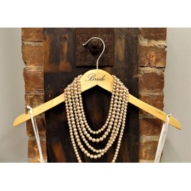 NAHANCO B20017 Bridal Hanger, Natural Wood Hanger with Black Imprint (Bride), 17” (1 Piece)