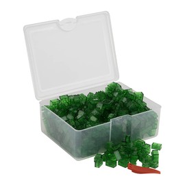 Q-Bricks Building Blocks Box, Transparent Mix, 300 Basic Blocks, Transparent Colours, Packed in a Reusable Box, 100% Compatible (Signal Green Transparent)