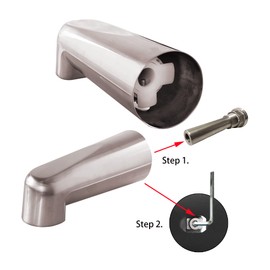 SENTO Slip On Gold Universal Heavy Durable Metal Bathroom Tub Spout Without Diverter, Heavy Duty Metal Bathtub Faucet Without Shower Diverter - 7 Inches 1/2" Copper Pipe, Satin Nickel