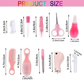 WADY Kit de Aseo para Bebés, Juego de 10 Piezas de Aseo para Recién Nacidos, Kit de Cuidado de Bebés, Accesorios Esenciales para el Cuidado de la Salud para Viajes en Casa, Kit de Cuidado de Bebés (Rosa)