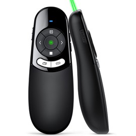 DINOSTRIKE USB A and USB C Presentation Clicker Green Light, RF 2.4GHz Wireless Presenter Remote Powerpoint Clicker Slide Advancer for Mac Laptop Computer Office Classroom