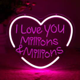 I LOVE YOU, Millions & Millions Neon Signs, Valentine's Day, Wedding Party, Lover, Pink Led Light I LOVE YOU Neon Signs for Wall Decor, Bedroom, Birthday, Bars Living Room Decor, Girlfriend Gift (I LOVE YOU)