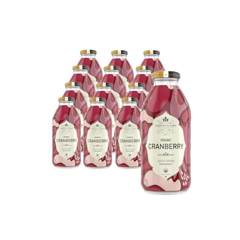 Harney & Sons Juice, Organic Cranberry, 16 Ounce (Pack of