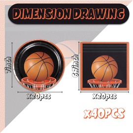 40Pcs Basketball Party Decorations Sports Themed Disposable Basketball Plates And Napkins Serves 20 Basketball Boys Birthday Baby Shower Basketball Party Decorations