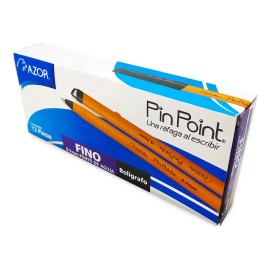 Boligrafo Azor Pin Point Negro Punto Fino Caja Con 12 Pz /vc Color del exterior Amarillo