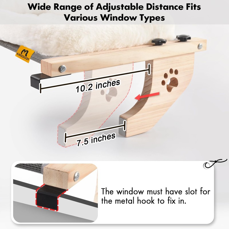 AMOSIJOY Cat Sill Window Perch Sturdy Hammock Seat with Cushion