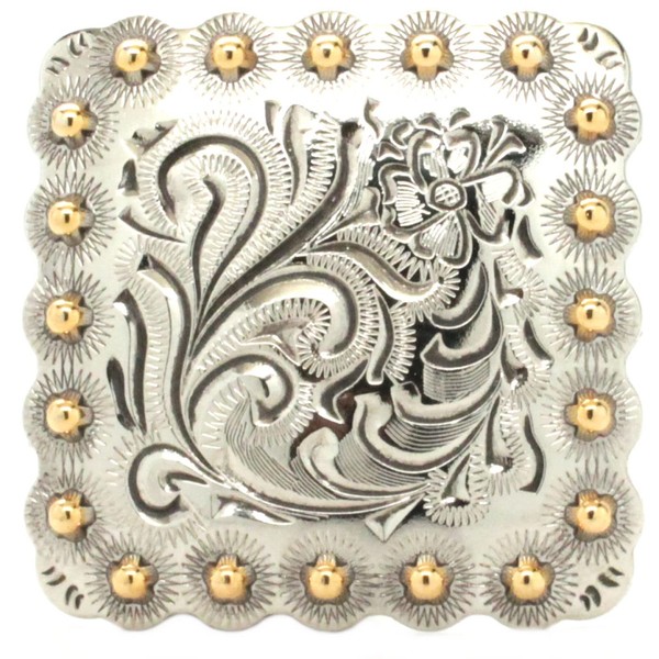 Square Berry Concho 2-1/4" Antique Silver and Rose Gold 7541-60