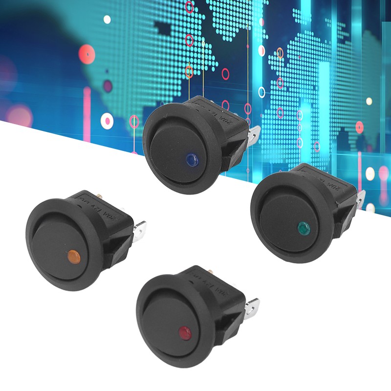 20Pcs 12V Round Rocker Switch LED Light 3 Pin 2