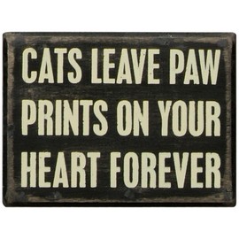 Primitives by Kathy Box Sign, 4 by 3-Inch, Cats Paw Prints