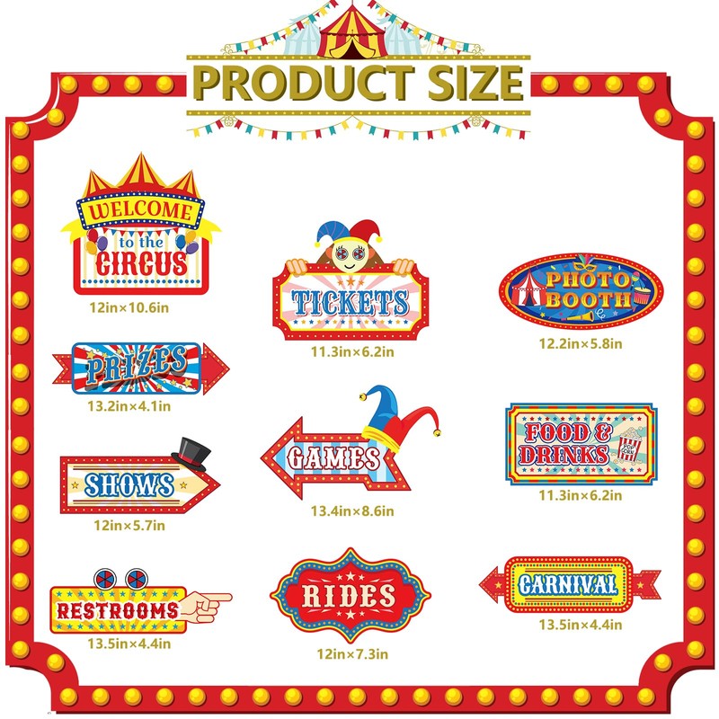 WEEPA 20 Pcs Circus Theme Party Decorations Circus Photo Booth