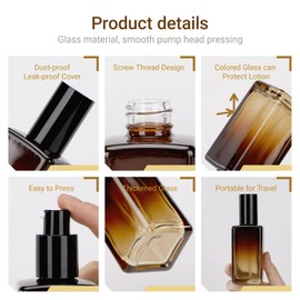 Segbeauty 3.38oz Glass Lotion Dispenser with Pump, 4 Pack Gradient Brown Refillable Cosmetic Containers 100ml Lotion Bottle Travel Size with Pump Empty Container Glass Travel Bottles for Toiletries