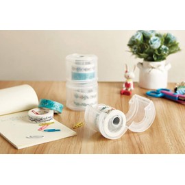 YUBBAEX Washi Tape Dispenser Tape Organzier Plastic Portable Office Holder for Arts, DIY Crafts, Journal Supplies, Scrapbooking -Cylindrical- (60mm) (Transparent)