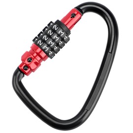 fogman Climbing Helmet Holder with Lock Dial Lock Bike Key Anti-theft Carabiner (Red)