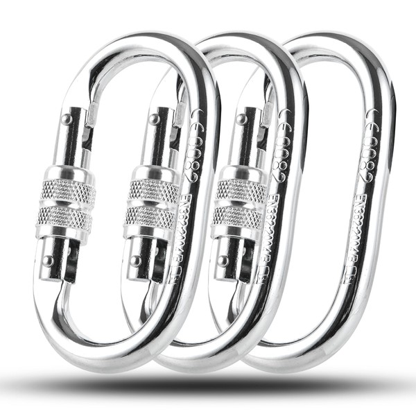 FWEEK Pack of 3 Carabiner Large Carabiner Hook Climbing 25