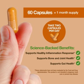 FeelGood Superfoods - Turmeric Curcumin Capsules - Ultra High Absorption - 60ct - 1000mg per Serving