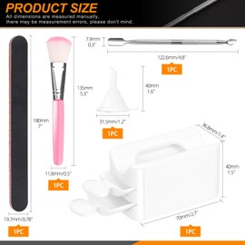 Rustark 7Pcs Nail Dip Powder Recycling Tray Kit Includes Dip Powder Tray with Scoop, Nail Dust Brush, Nail Cuticle Pusher, Nail File, Funnel for Nail Art Manicure