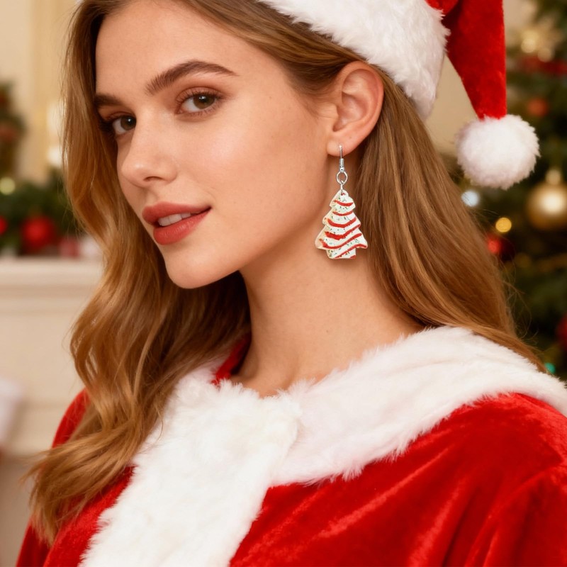 Christmas Stud Earrings for Women Tree Snowflake Bell Reindeer Drop