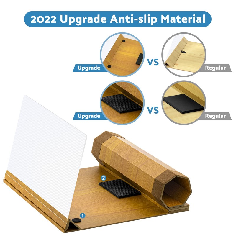 dizaul 14'' Screen Magnifier for Smartphones, Foldable, Wooden Material, Adjustable