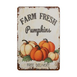Thanksgiving Day Pumpkin Metal Tin Sign Vintage Retro Aluminum Sign Rustic Wall Decor For Home Kitchen Dining Room 8x12 Inch Sign