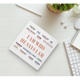 KU-DaYi Christian Boho Home Decor, Inspirational Bible Verse Wooden Box Sign, Scripture Wood Box Decorations for Home Office, Colorful Motivational Wooden Block Plaque Desk Shelf Decor 5x5 Inch