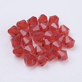 Elecrelive 50pcs 6mm Faceted Bicone Crystal Beads Bulk Glass Beads Imitation Austrian Crystal Beads for Jewelry Making Hole: 0.7~0.9mm (Red)