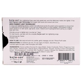 Kojie San Kojie San Skin, Body, and Facial Brightening Soap - Original Kojic Acid Soap, Dark Spot Remover Bar Soap with Coconut & Tea Tree Oil - 65g x 3 Bars
