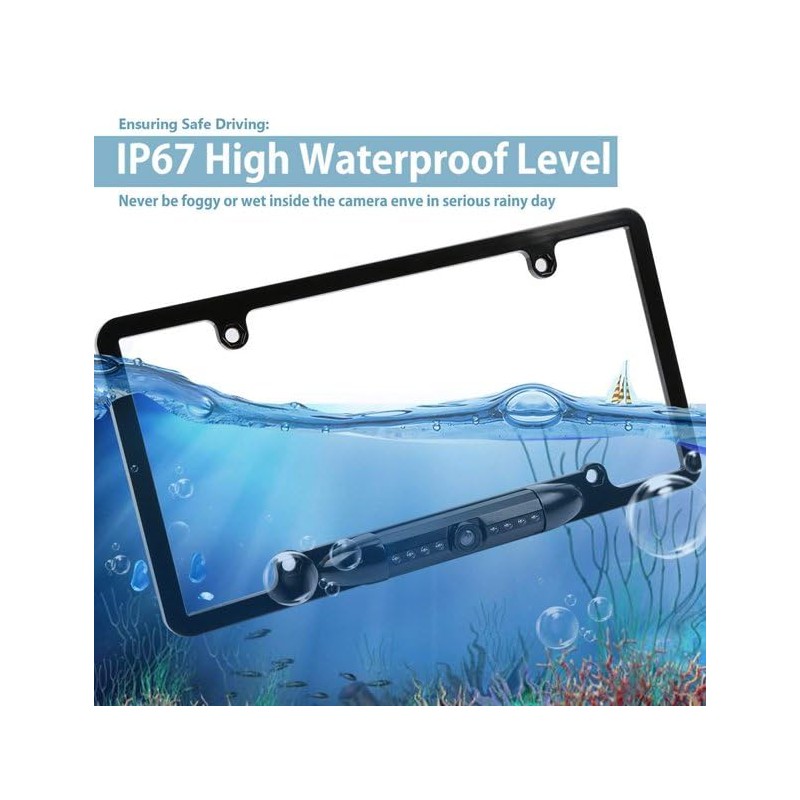 License Plate Backup Camera, Waterproof IP68 Backup View Camera, Car