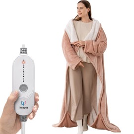 Kozyus Wearable Heated Blanket with Foot Pocket & Sleeves, Electric Blanket Heated Robe for Women & Men, 5 Heat Settings, 3H Auto-Off, Machine Washable, ETL Certified, Gift-Ready, 50x70 inches, Pink