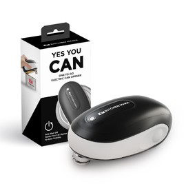 Kitchen Mama One-To-Go Electric Can Opener: One Touch, Auto Stop, Smooth Edge, Lid Lift, Safety, Automatic, Magnetic, Cordless, Battery Operated, Kitchen Appliance for Senior with Arthritis (White)