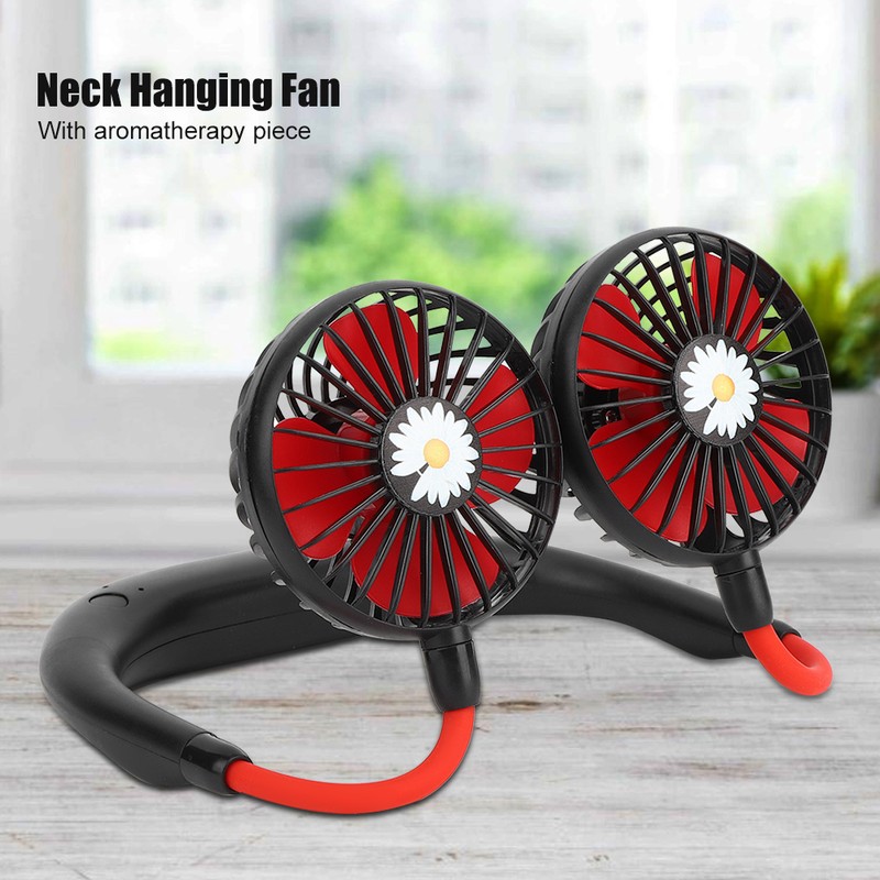 Daisy Pattern Portable Hand Free Neck Hanging Fan USB Rechargeable