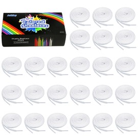 Auihiay 24 Pairs 31 inches Flat Shoelaces, White Flat Sneakers Shoe Laces, Replacement Shoestrings for Skates, Casual Canvas Boots