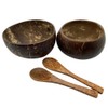 VIE Gourmet Coconut Bowls and Spoons, Set of 2, Black,