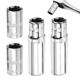 4 PCS 10mm Socket, 10mm Socket 1/4 Drive, 1/4-Inch Drive Deep and Shallow Impact Sockets Set, Cr-V Drives Sockets for DIY Hand-Making Repair Automotive