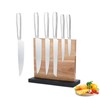 Silver Knife Set with Double Sided Wooden Magnetic Block,6-Piece Stainless