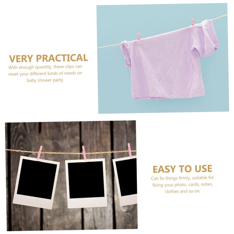 VILLFUL 5 Packs Shower Photo Clips Clothespins for Gender Reveal