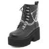 mikarka Women's Chain Platform Boots Lace Up & Zipper Chunky