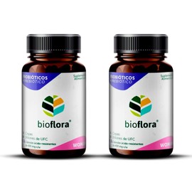 Probioticos Bioflora Woman 70 cápsulas, que contienen mezcla de 6 probioticos + Inulina orgánica de Agave como Prebiotico. En cápsula vegana ácido resistente. Más de 20 billones de UFC. 2 PACK