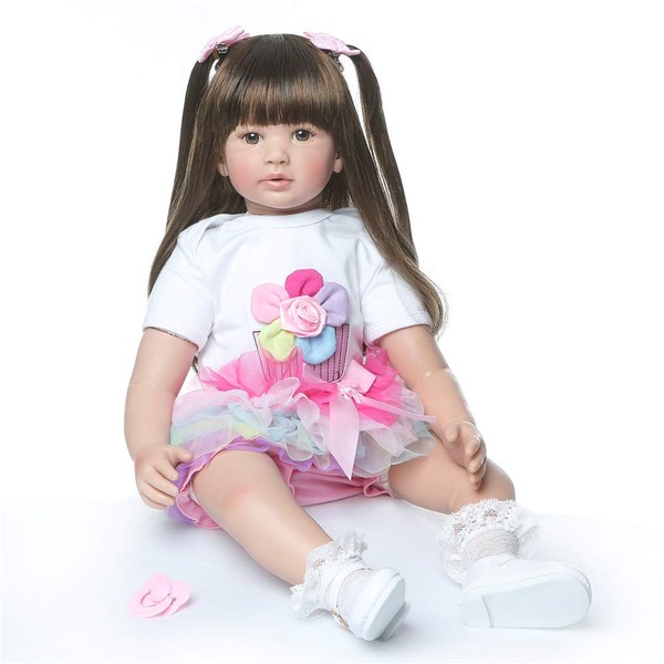 Zero Pam Reborn Baby Dolls Girl 24 Inch 60 Cm Soft Silicone Doll Realistic Reborn Toddler Dolls Weighted Body Real Life Newborn Baby Handmade Beautiful Dolls with Accessries