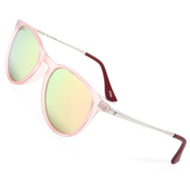 ATOM Polarized 100% UV Protection Kids Sunglasses - Aged between 5-12 Years Children Sunglasses for Boys and Girls (Pink Lens, Transparent Pink)