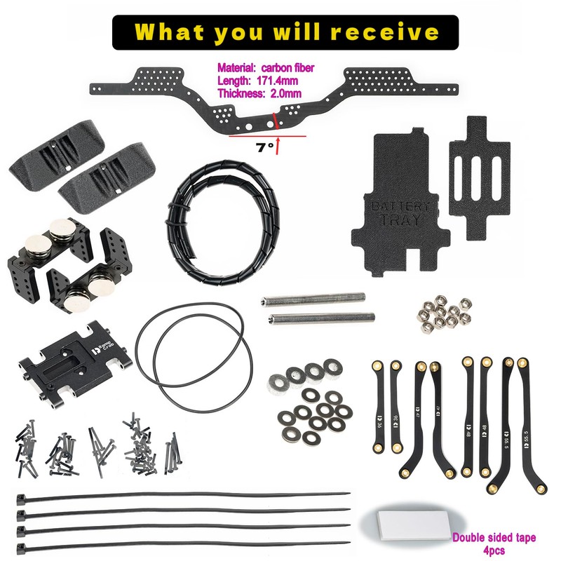 RampCrab Carbon Fiber Chassis Kit for SCX24, 7° Angled Skid,