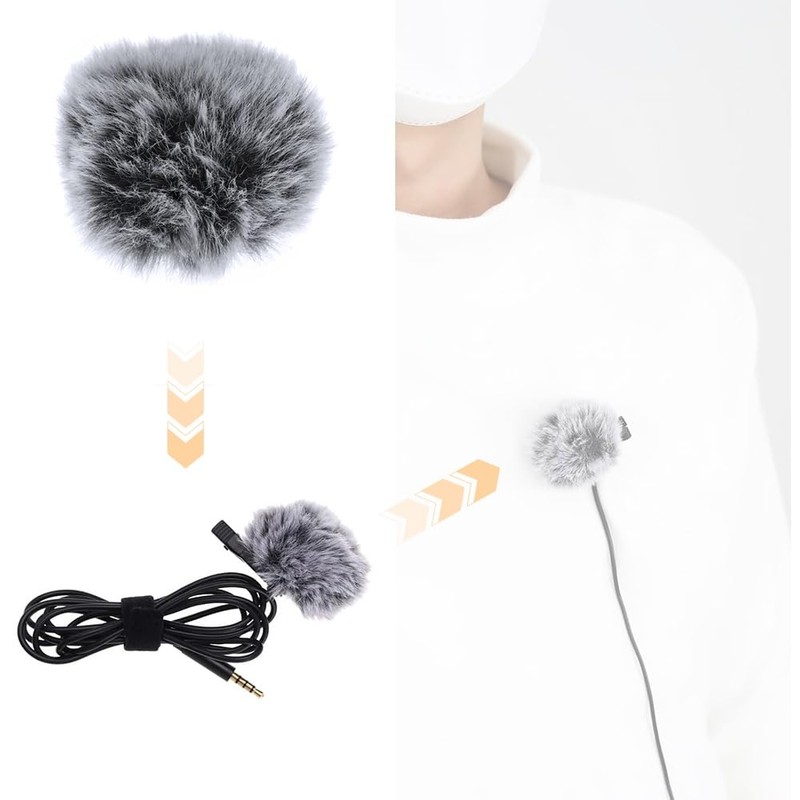 2 Pcs Wireless Lavalier Microphone Windproof Cover, Fluffy Cover, Interview