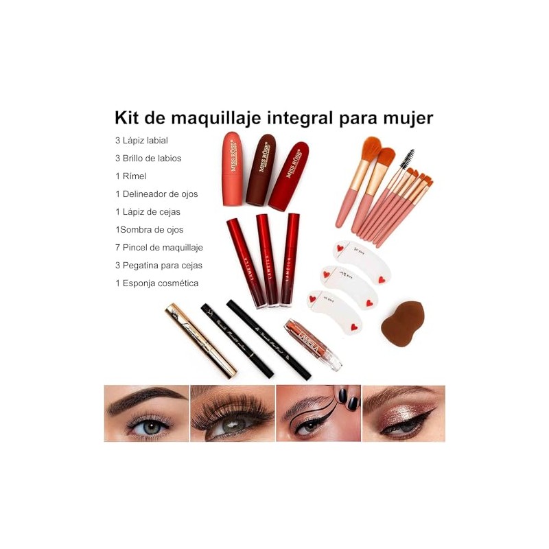 MISS ROSE Set de Maquillaje para Adolescentes, Kit Cosmético Completo