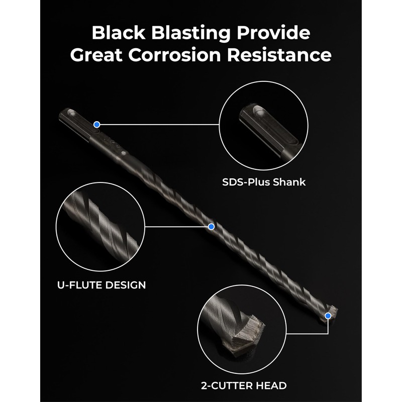 toolant Rotary Hammer Drill Bits Set with Chisels-Masonry Drill Bit