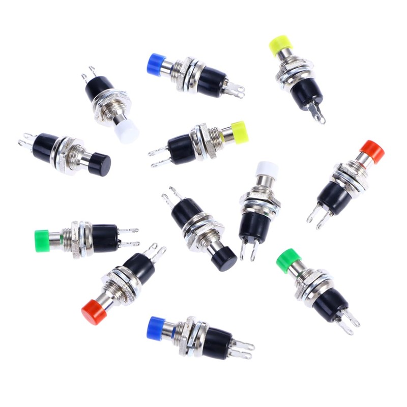 Hohopeti Set of 12 Mini Spst Momentary Latching Push Buttons