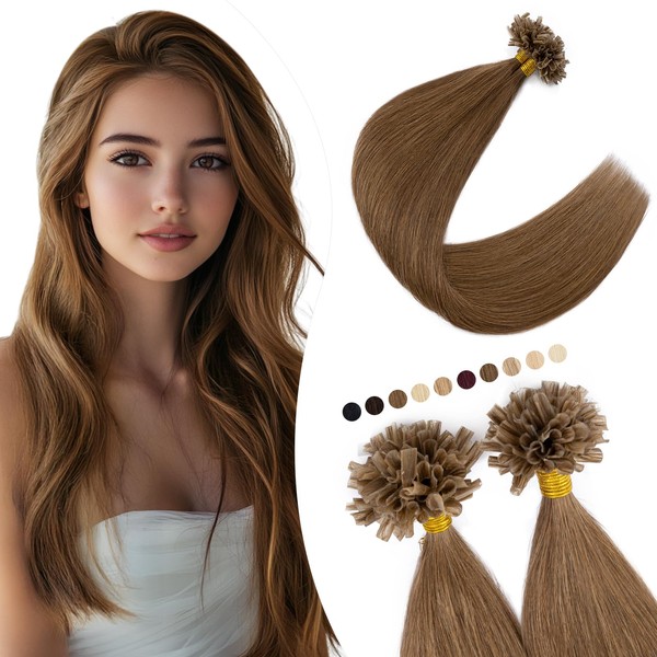 Elailite Bonding Extensions, Real Hair, #6 Light Brown, U-Tip Hair