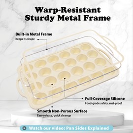 Silicone Mini Muffin Pan with Frame: Nonstick 24 Muffin Tins for Easy Release Baking Egg Bites & Small Cups English mcmuffin - 2-Pack BPA Free Cupcake Pan Oven Safe Molds for Family and Home Bakers